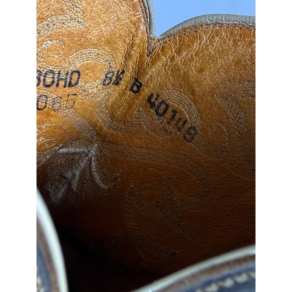 Lucchese 2000 Full Quill Ostrich Leather Western Cowboy Boots Tan Brown 8.5 B - Picture 10 of 16